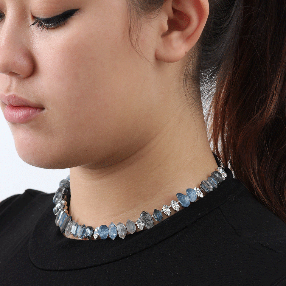 DELPHINE CHARLOTTE PARM.-Misfits Five Crystal Necklace-SLVR/BLU