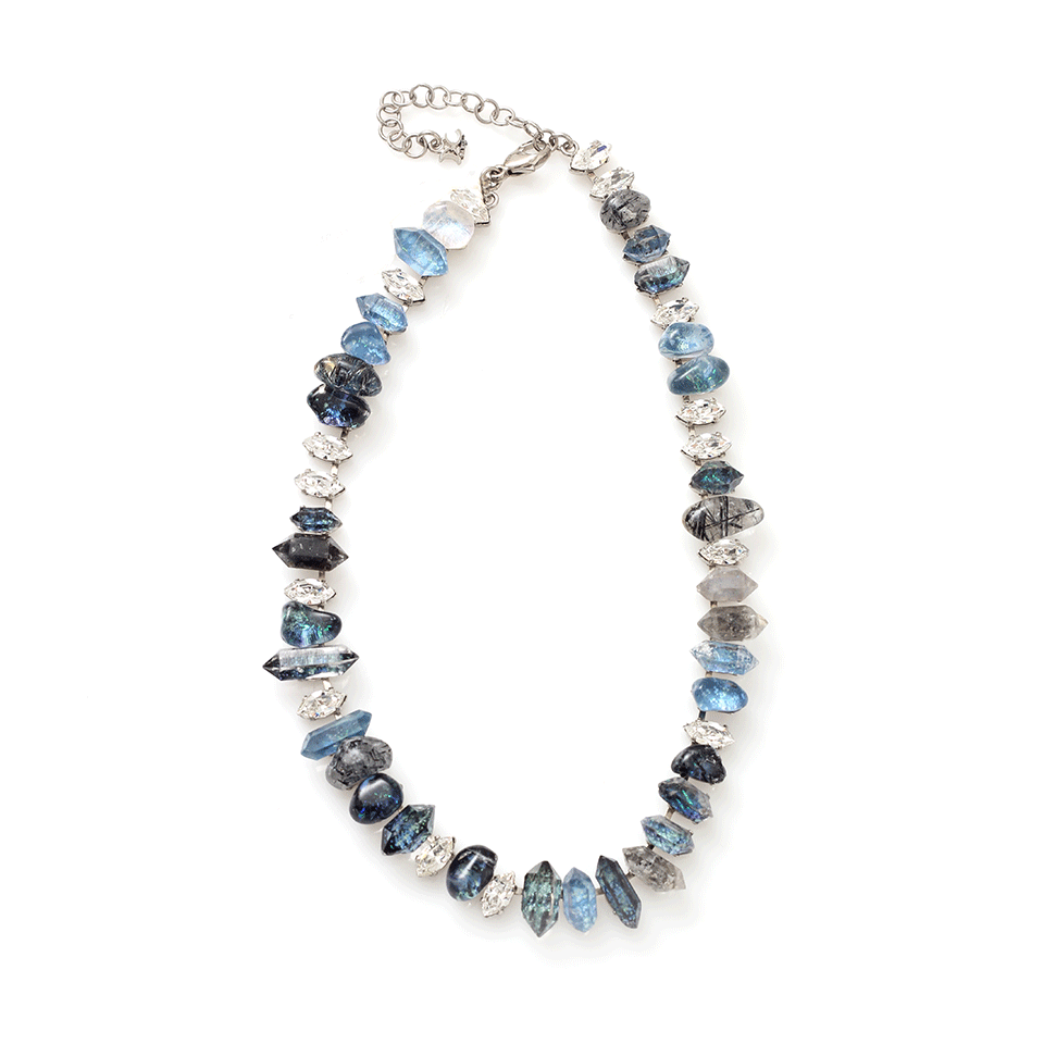 DELPHINE CHARLOTTE PARM.-Misfits Five Crystal Necklace-SLVR/BLU