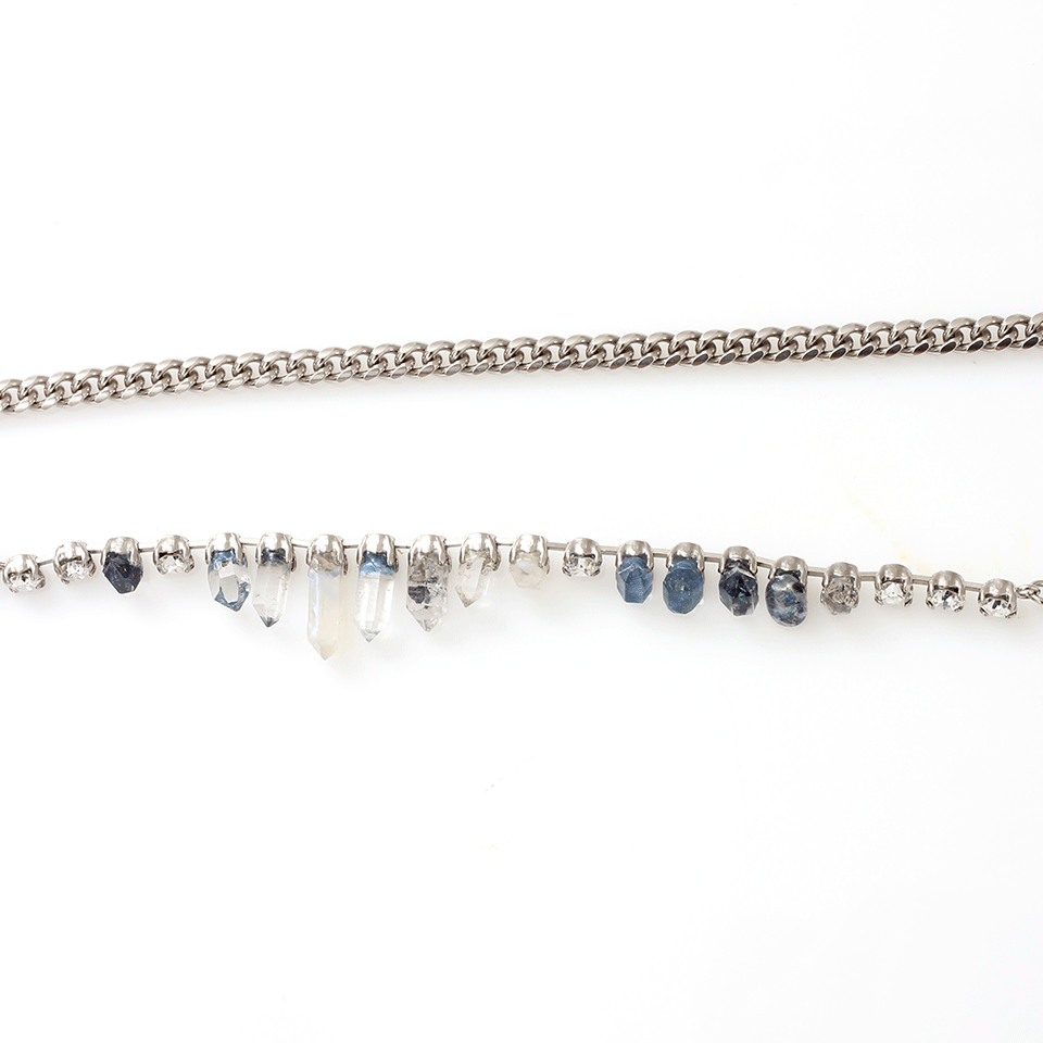 DELPHINE CHARLOTTE PARM.-Misfits Six Multi-Crystal Necklace-SLVR/BLU