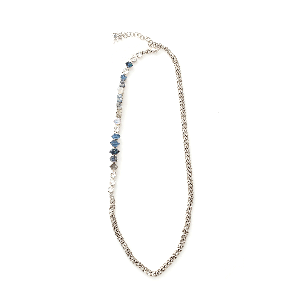 DELPHINE CHARLOTTE PARM.-Misfits Six Multi-Crystal Necklace-SLVR/BLU