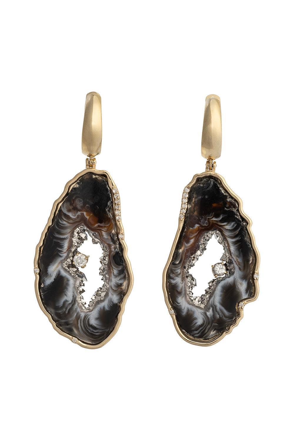 Agate Slice Earrings-YELLOW GOLD-JEWELRYFINE JEWELEARRING-DENISE CASSOU