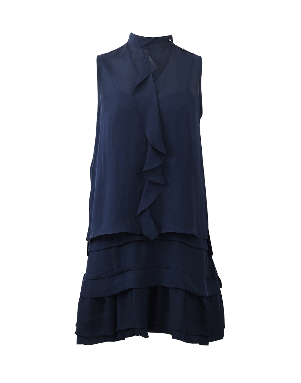 DEREK LAM 10 CROSBY-Two In One Ruffle Dress With Silk Overlay-