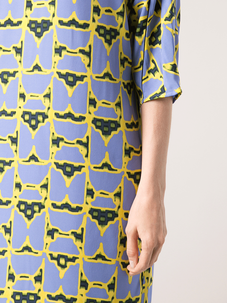 DEREK LAM 10 CROSBY-Three-Quarter Sleeve Print Crew Dress-