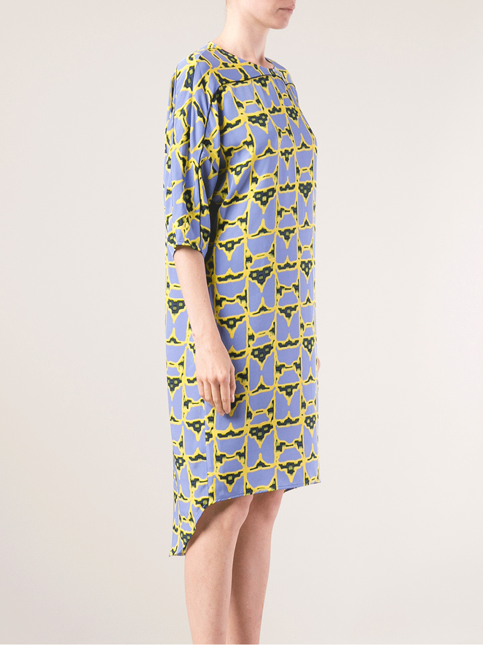 DEREK LAM 10 CROSBY-Three-Quarter Sleeve Print Crew Dress-