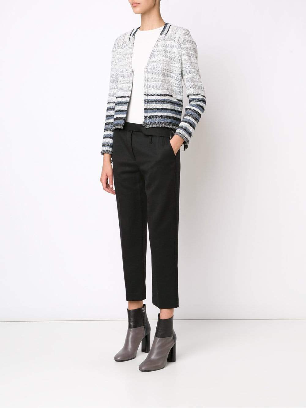 DEREK LAM 10 CROSBY-Crop Jacket With Fringe-