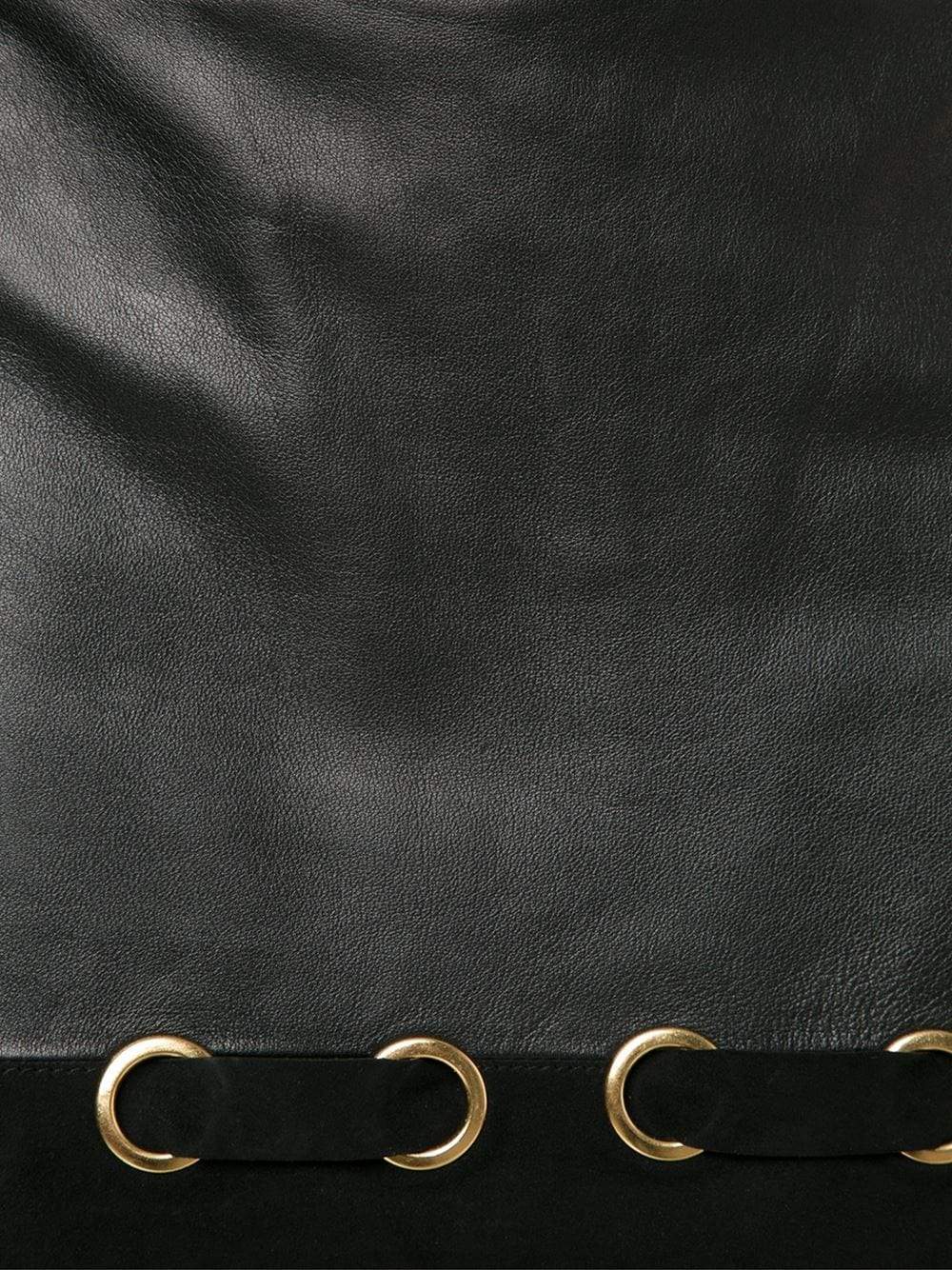 DEREK LAM 10 CROSBY-Leather Grommet Mini Skirt-
