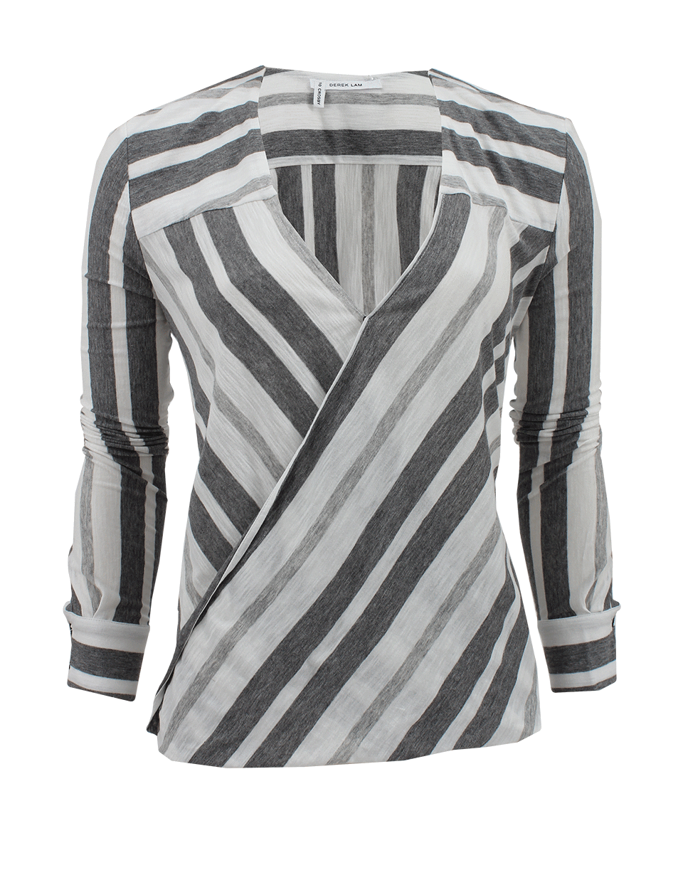 DEREK LAM 10 CROSBY-Long Sleeve Wrap Tail Back Blouse-
