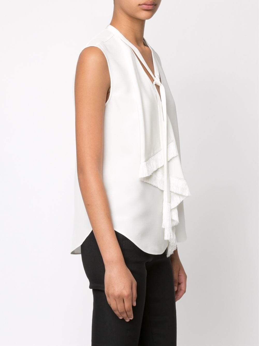 DEREK LAM 10 CROSBY-Ruffle Fringe Tie Blouse-