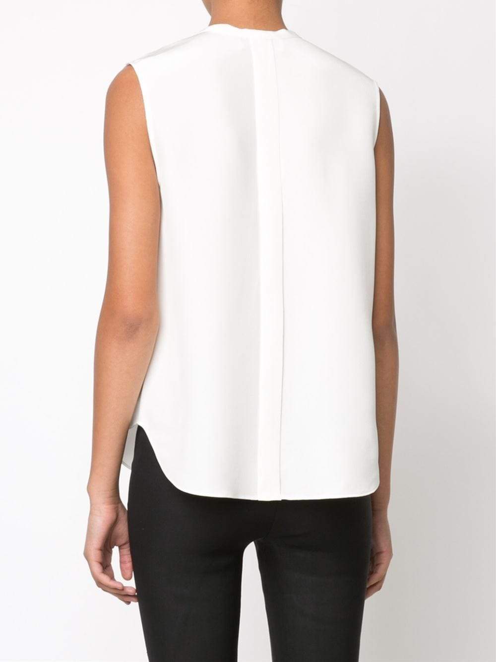 DEREK LAM 10 CROSBY-Ruffle Fringe Tie Blouse-