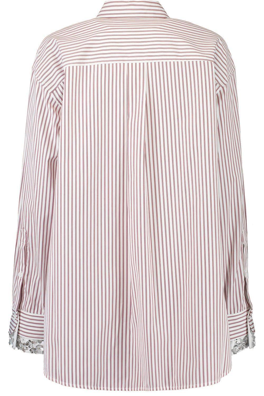 DES PHEMMES-Striped Oversized Button Up Blouse-