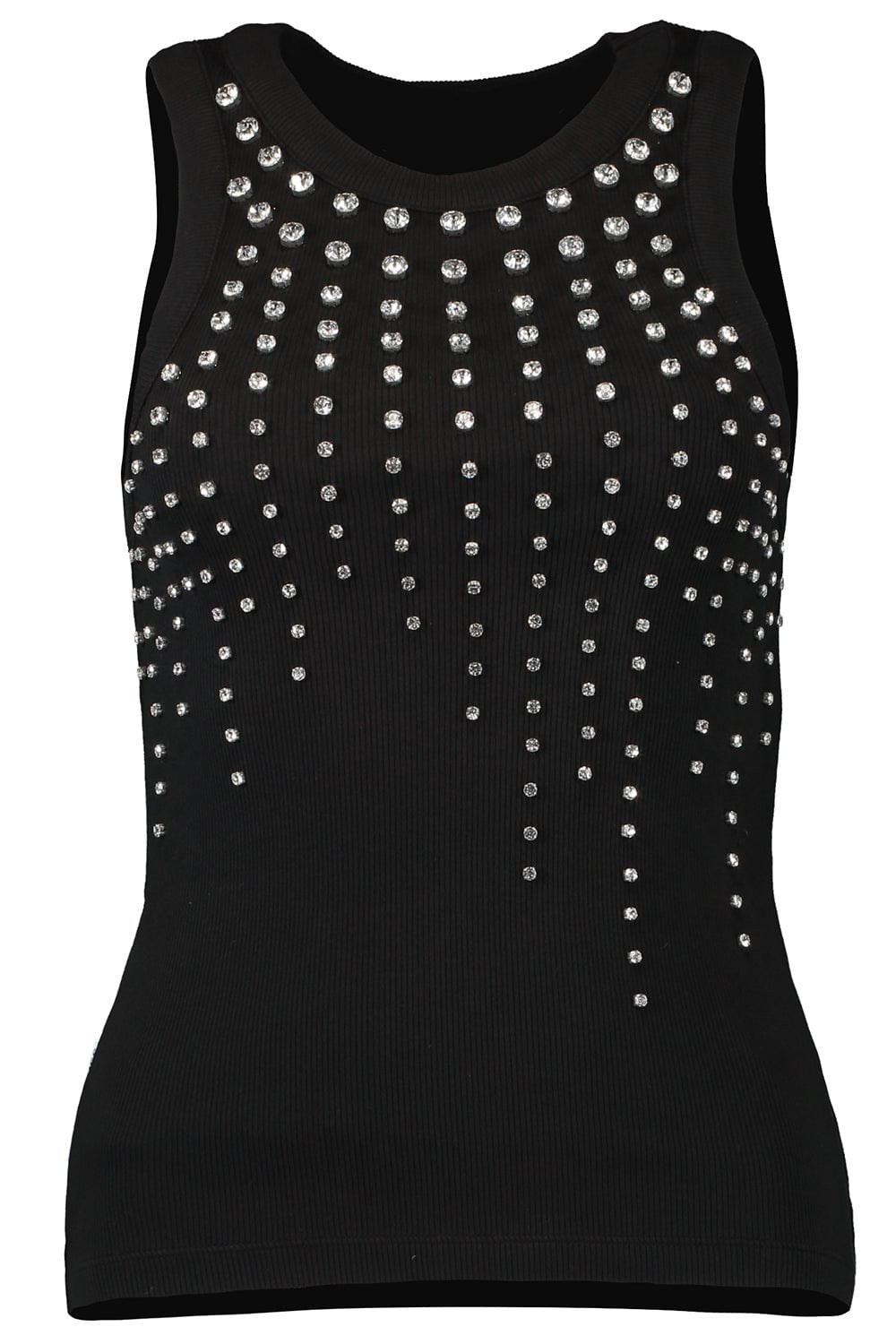 DES PHEMMES-Cascading Crystal Tank Top-