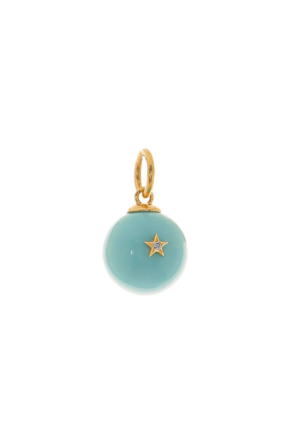 Turquoise Morning Star Charm-YELLOW GOLD-JEWELRYFINE JEWELPENDANT-DEVON WOODHILL
