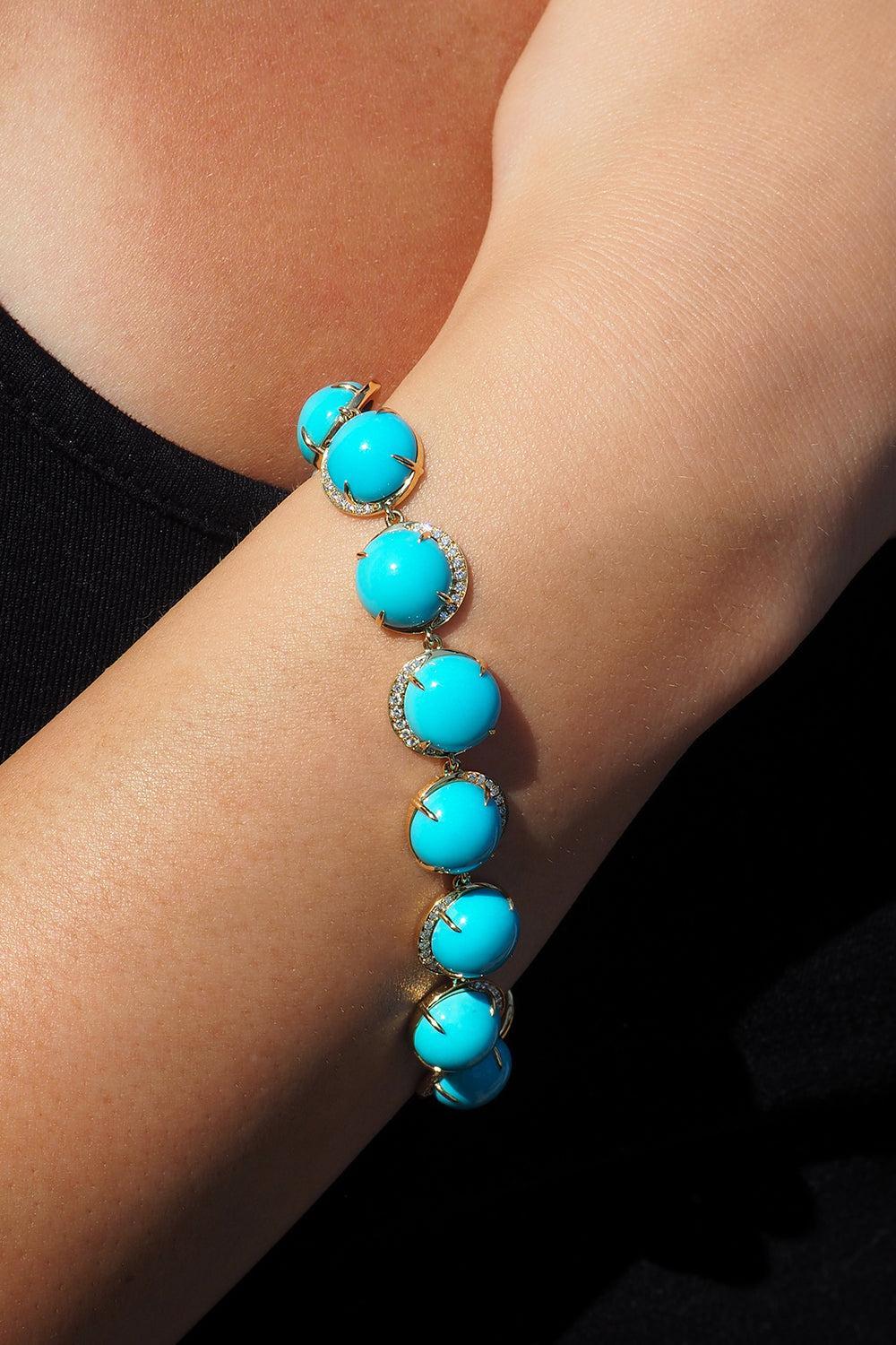  Turquoise Diamond Moonbeam Bracelet-YELLOW GOLD-7.5-JEWELRYFINE JEWELBRACELET O-DEVON WOODHILL 