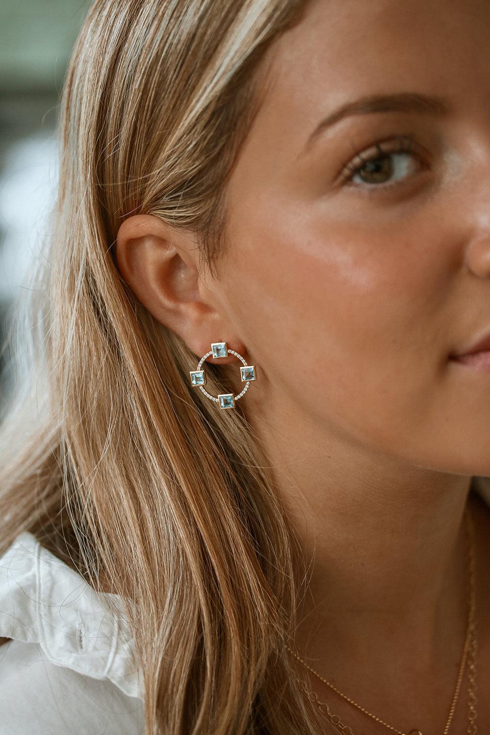 Turquoise Club Earrings-YELLOW GOLD-JEWELRYFINE JEWELEARRING-DEVON WOODHILL