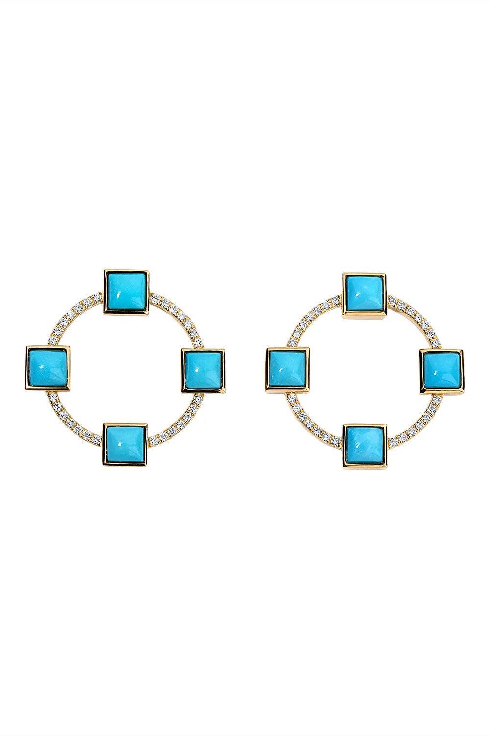 Turquoise Club Earrings-YELLOW GOLD-JEWELRYFINE JEWELEARRING-DEVON WOODHILL