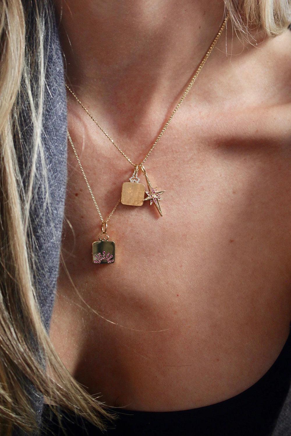 Classic Diamond Trefoil Pillow Locket Necklace-YELLOW GOLD-16-JEWELRYFINE JEWELNECKLACE O-DEVON WOODHILL