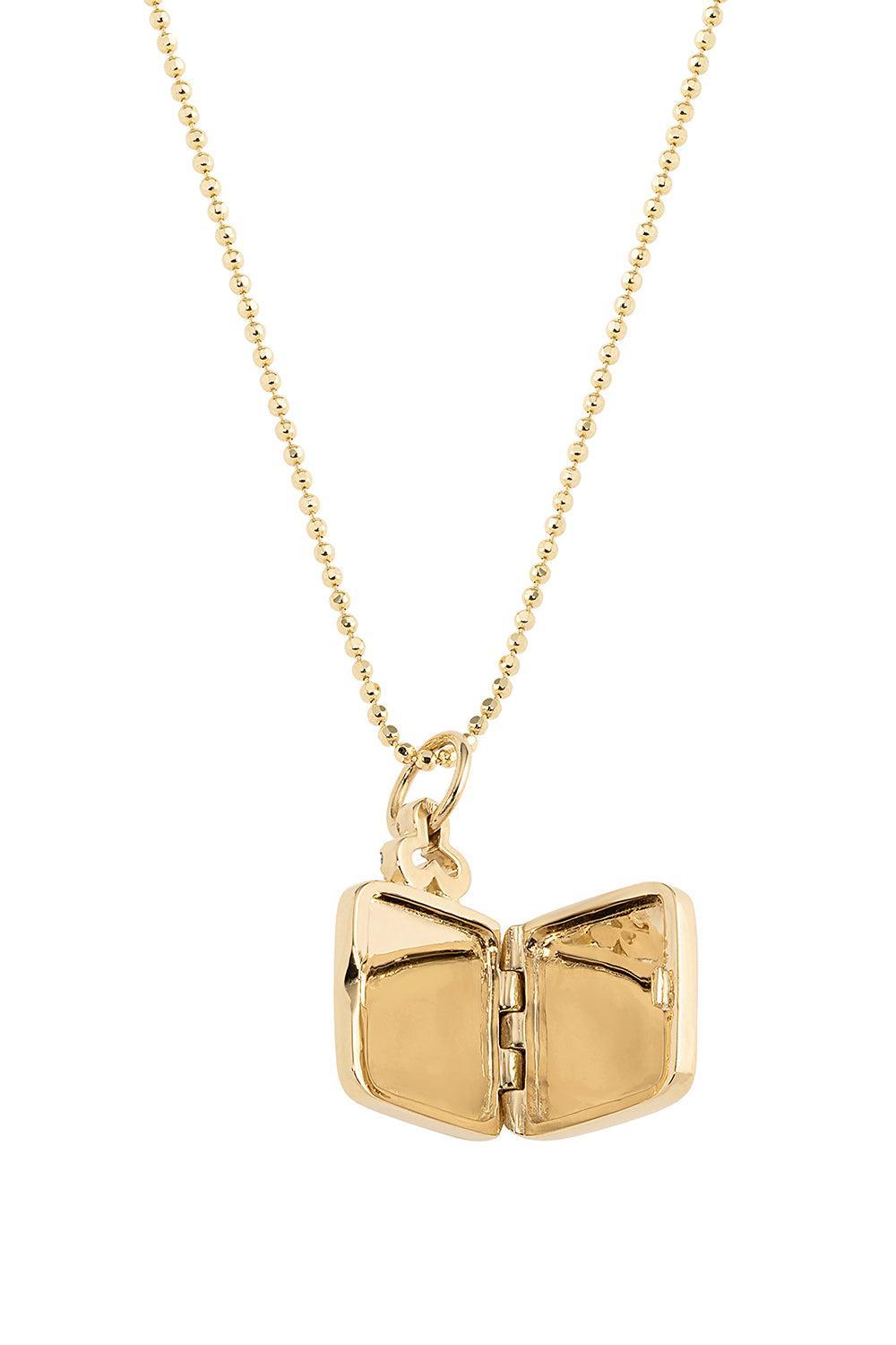 Classic Diamond Trefoil Pillow Locket Necklace-YELLOW GOLD-16-JEWELRYFINE JEWELNECKLACE O-DEVON WOODHILL