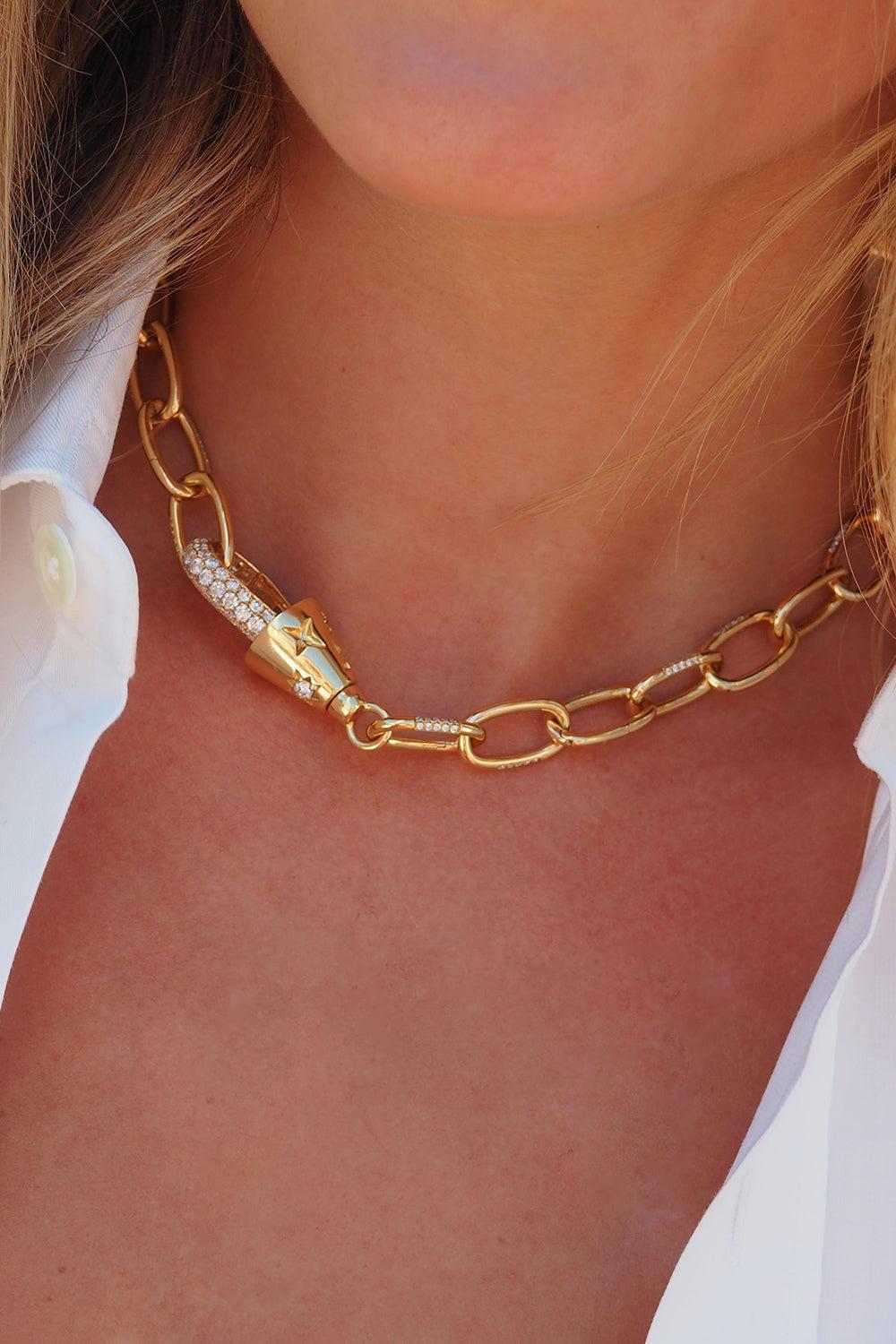Diamond Starlight Comet Choker Necklace-YELLOW GOLD-16.25-JEWELRYFINE JEWELNECKLACE O-DEVON WOODHILL