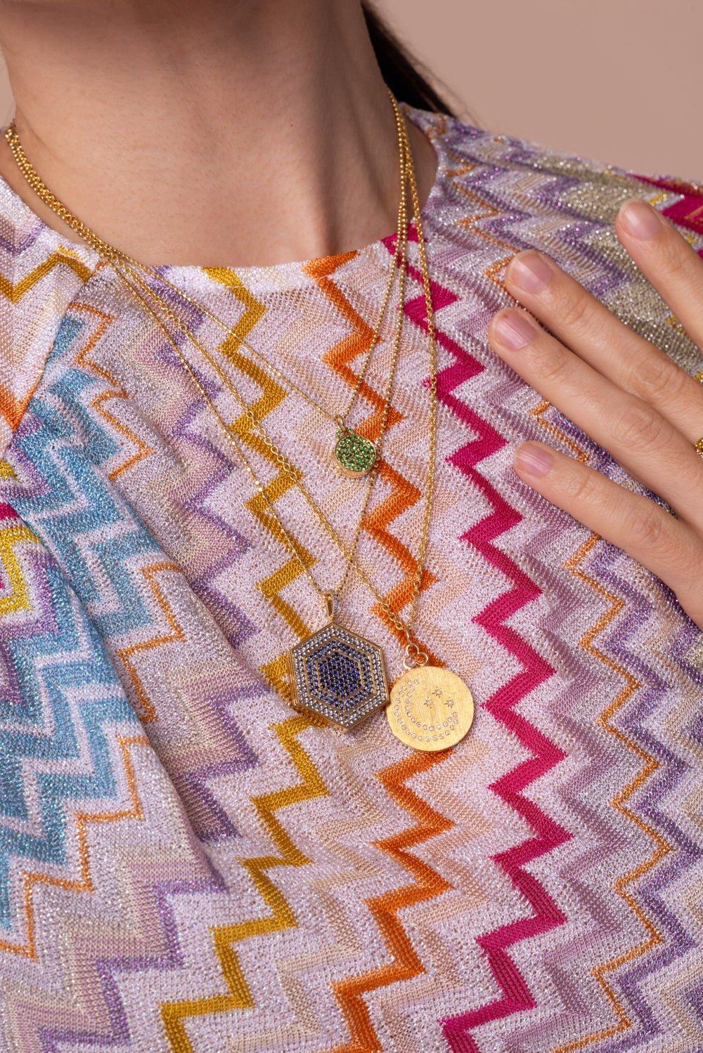 DEVON WOODHILL-Medium Moon and Stars Locket Necklace-YELLOW GOLD