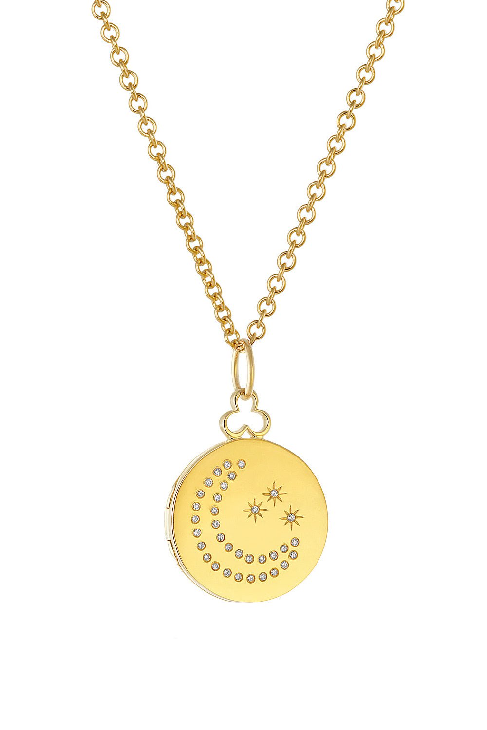 DEVON WOODHILL-Medium Moon and Stars Locket Necklace-YELLOW GOLD