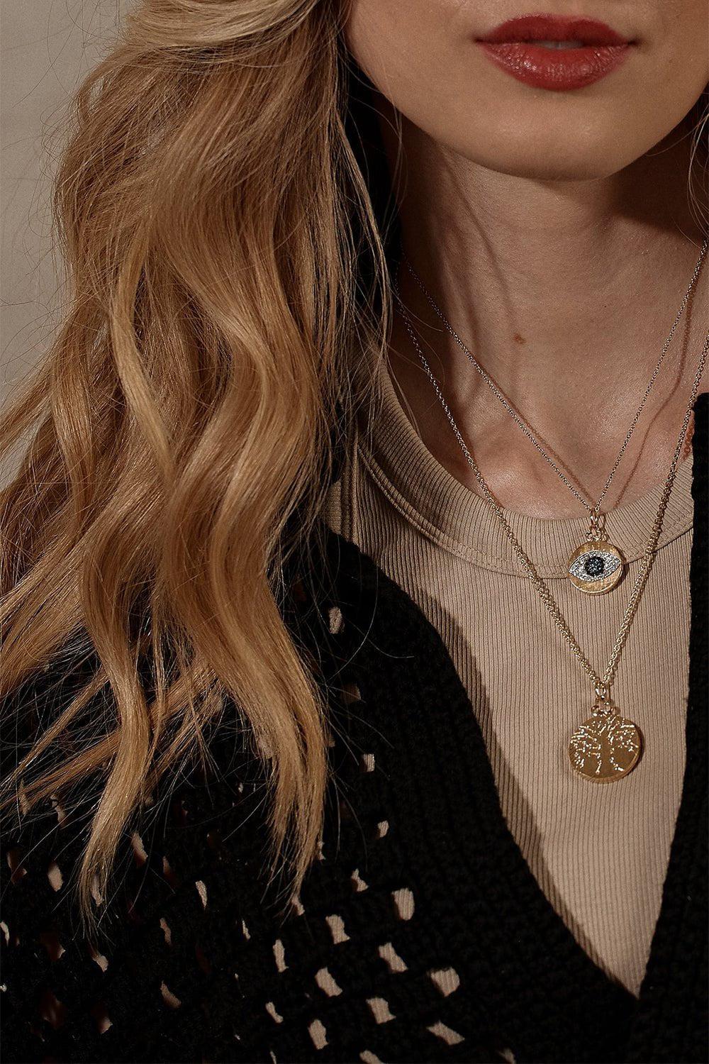 DEVON WOODHILL-Medium Tree Of Life Diamond Locket Necklace-YELLOW GOLD