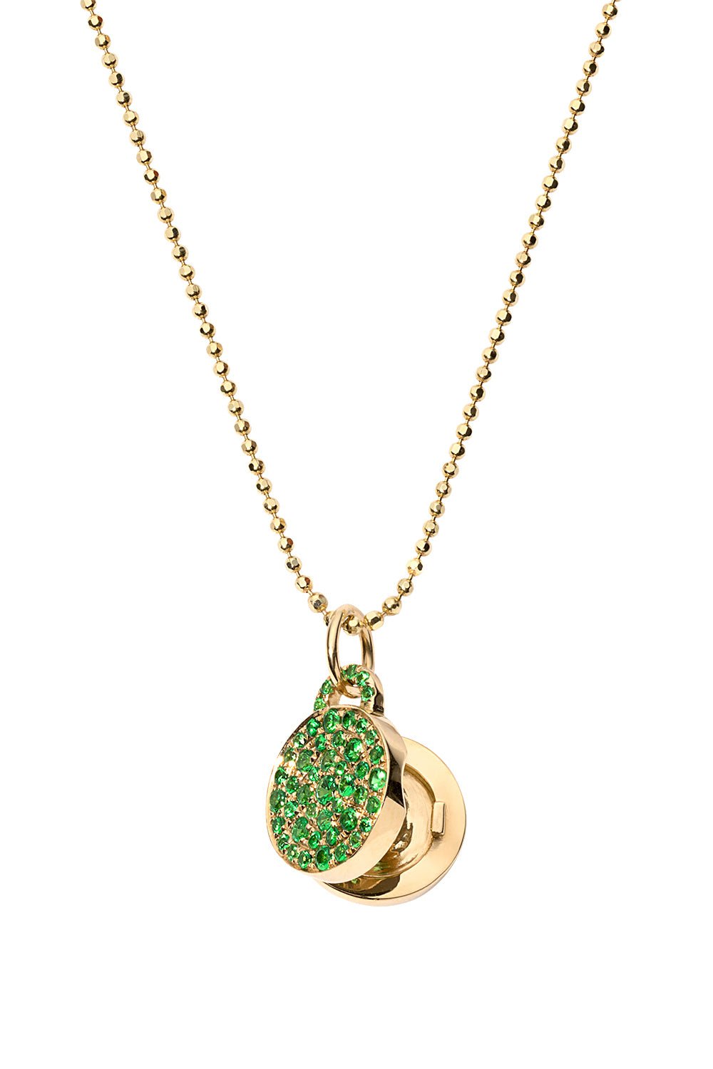 DEVON WOODHILL-Mini Sugar Green Garnet Locket Necklace-YELLOW GOLD