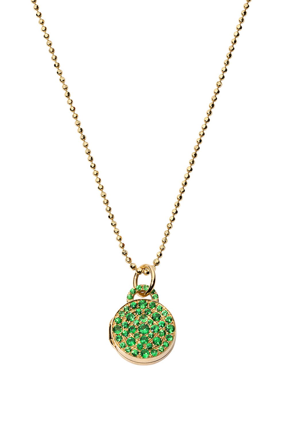 DEVON WOODHILL-Mini Sugar Green Garnet Locket Necklace-YELLOW GOLD