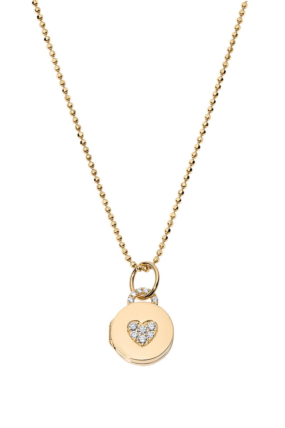 DEVON WOODHILL-Mini Sweetheart Diamond Locket Necklace-YELLOW GOLD
