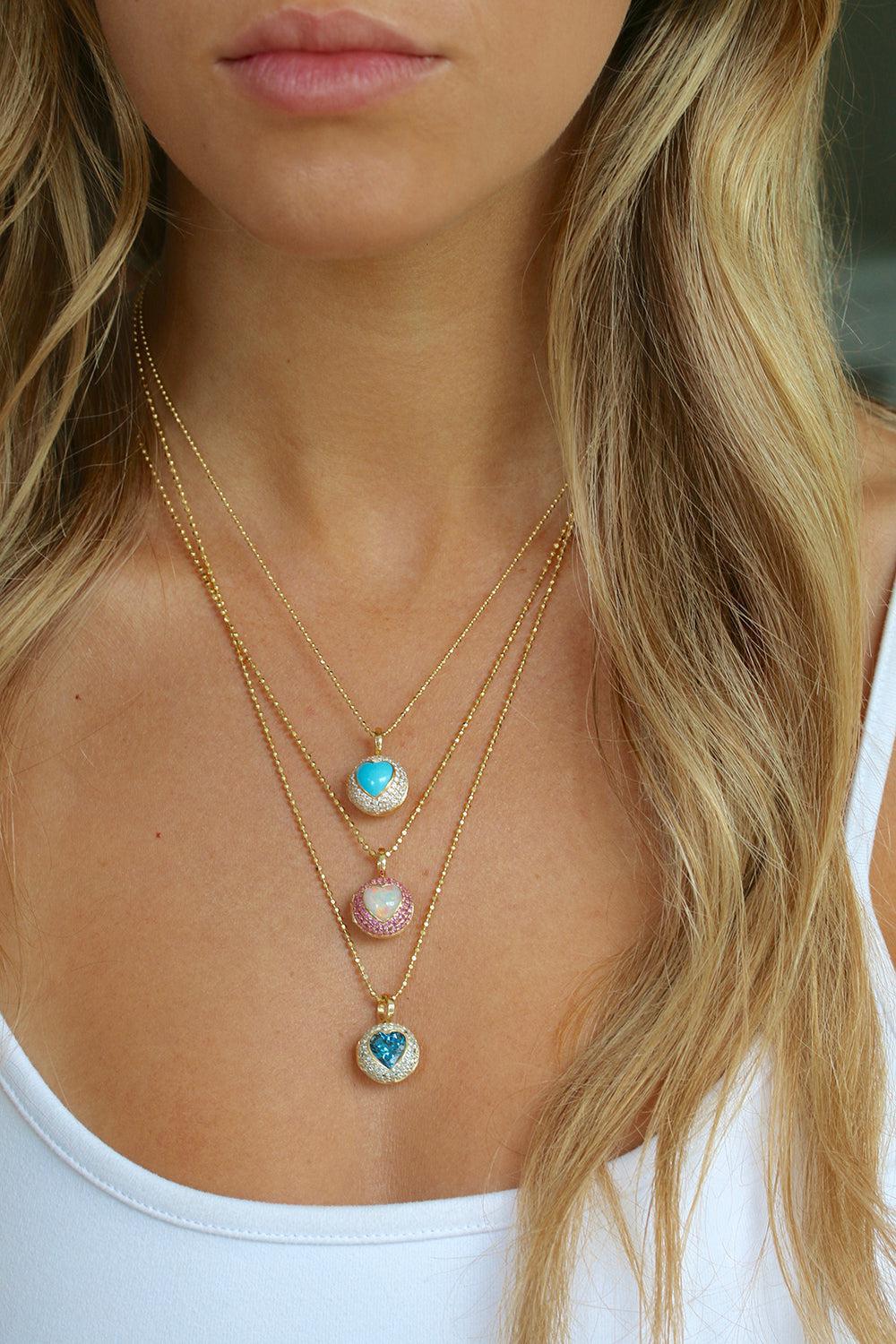 Opal Peek a Boo Heart Locket Necklace-YELLOW GOLD-JEWELRYFINE JEWELNECKLACE O-DEVON WOODHILL