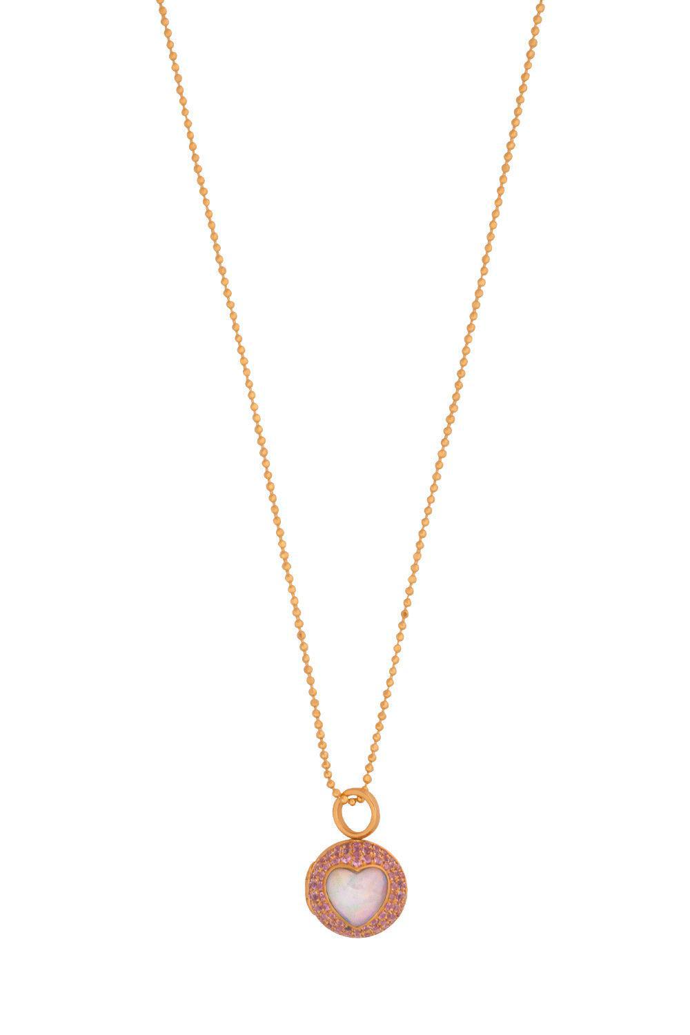 Opal Peek a Boo Heart Locket Necklace-YELLOW GOLD-JEWELRYFINE JEWELNECKLACE O-DEVON WOODHILL