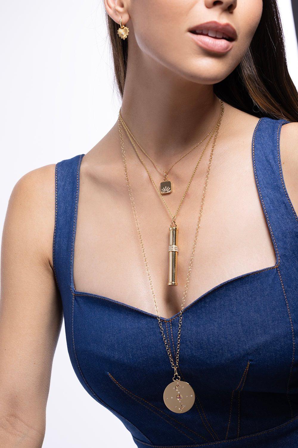 DEVON WOODHILL-Sunrise Pillow Locket Necklace-YELLOW GOLD