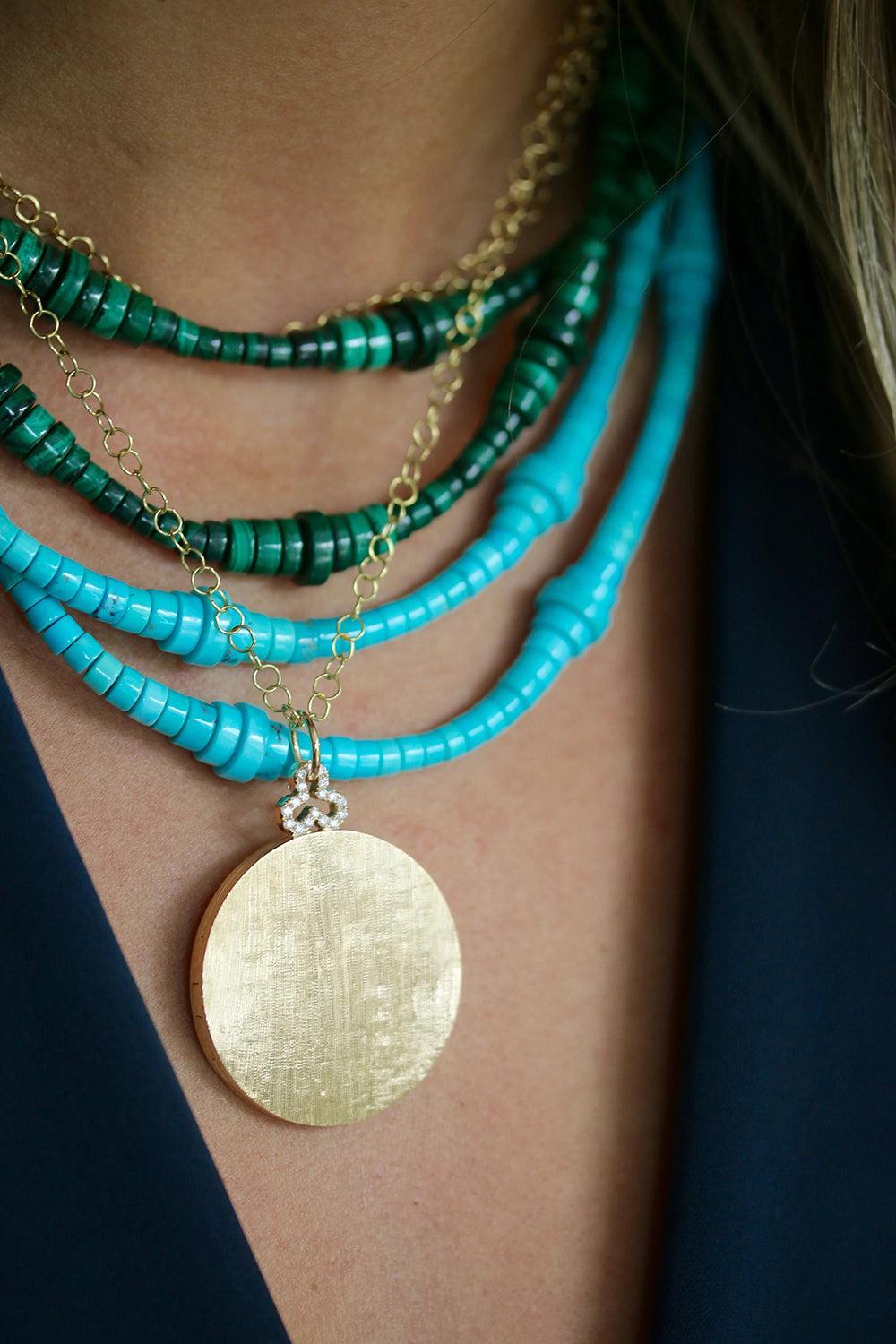Turquoise Button Bead Necklace-YELLOW GOLD-JEWELRYFINE JEWELNECKLACE O-DEVON WOODHILL