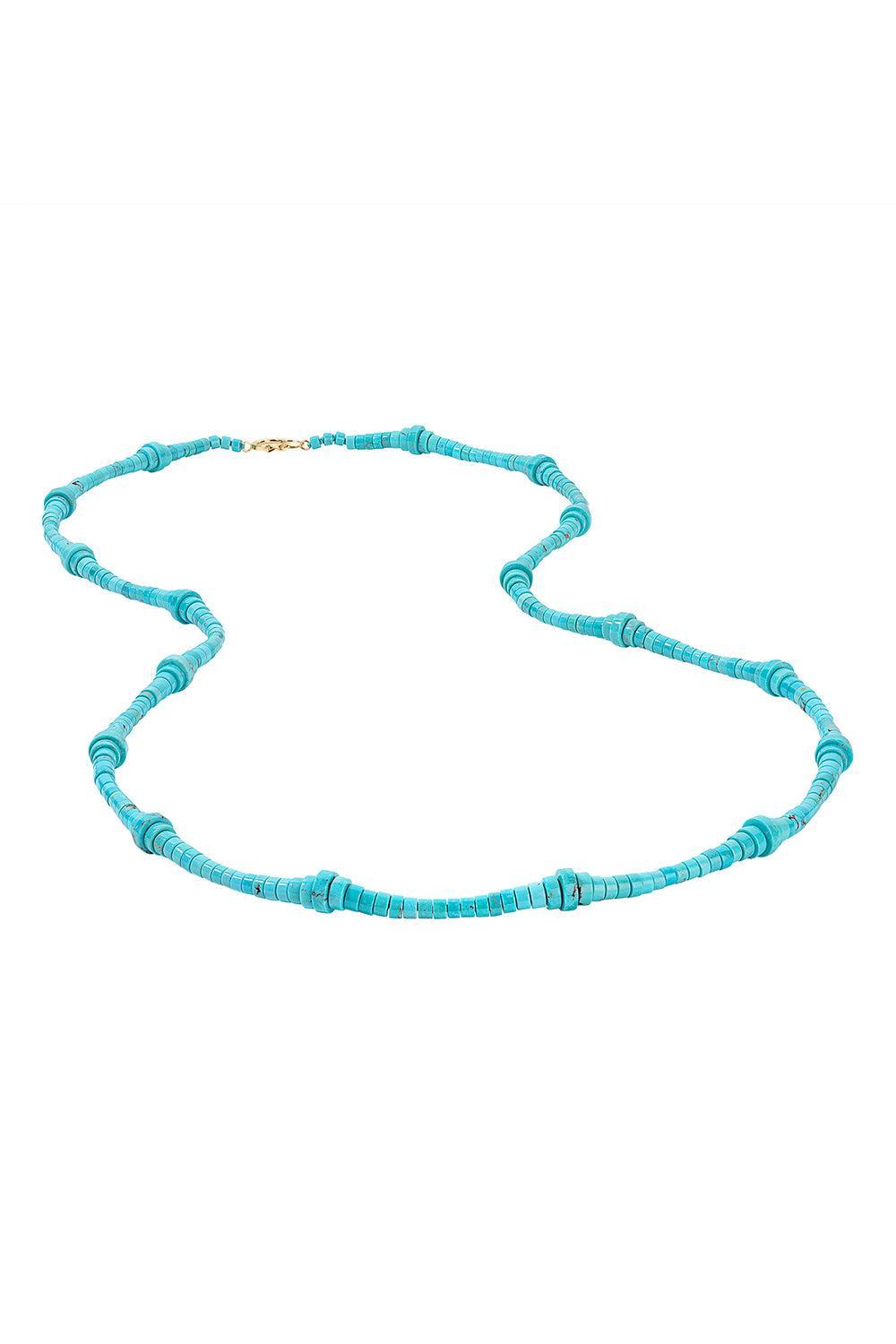 Turquoise Button Bead Necklace-YELLOW GOLD-JEWELRYFINE JEWELNECKLACE O-DEVON WOODHILL