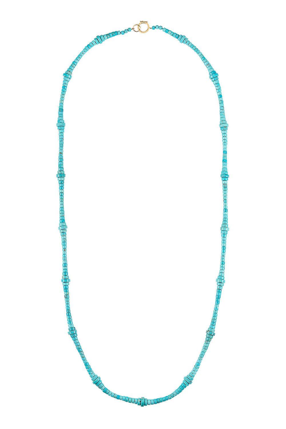 Turquoise Button Bead Necklace-YELLOW GOLD-JEWELRYFINE JEWELNECKLACE O-DEVON WOODHILL