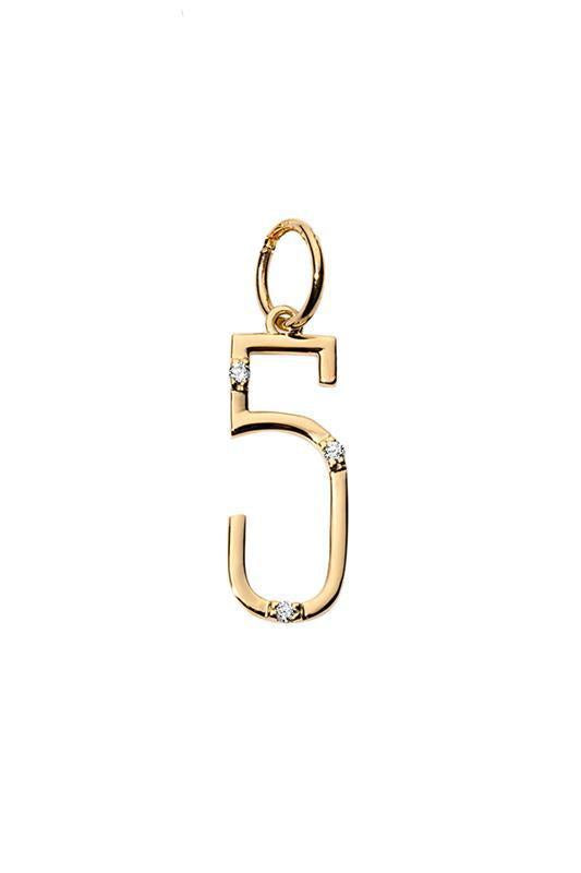 Number Charm-YELLOW GOLD-5-JEWELRYFINE JEWELPENDANT-DEVON WOODHILL