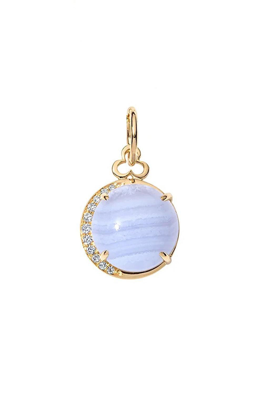 Blue Lace Agate Moon Charm-YELLOW GOLD-JEWELRYFINE JEWELPENDANT-DEVON WOODHILL