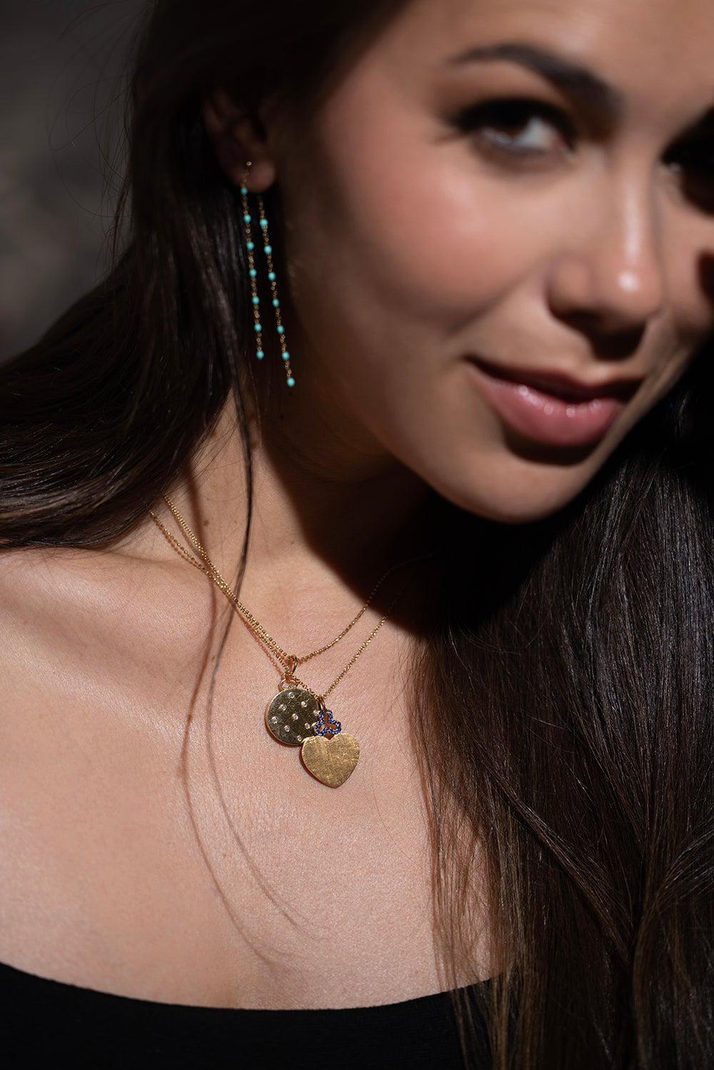 DEVON WOODHILL-Classic Blue Sapphire Hidden Heart Charm-YELLOW GOLD