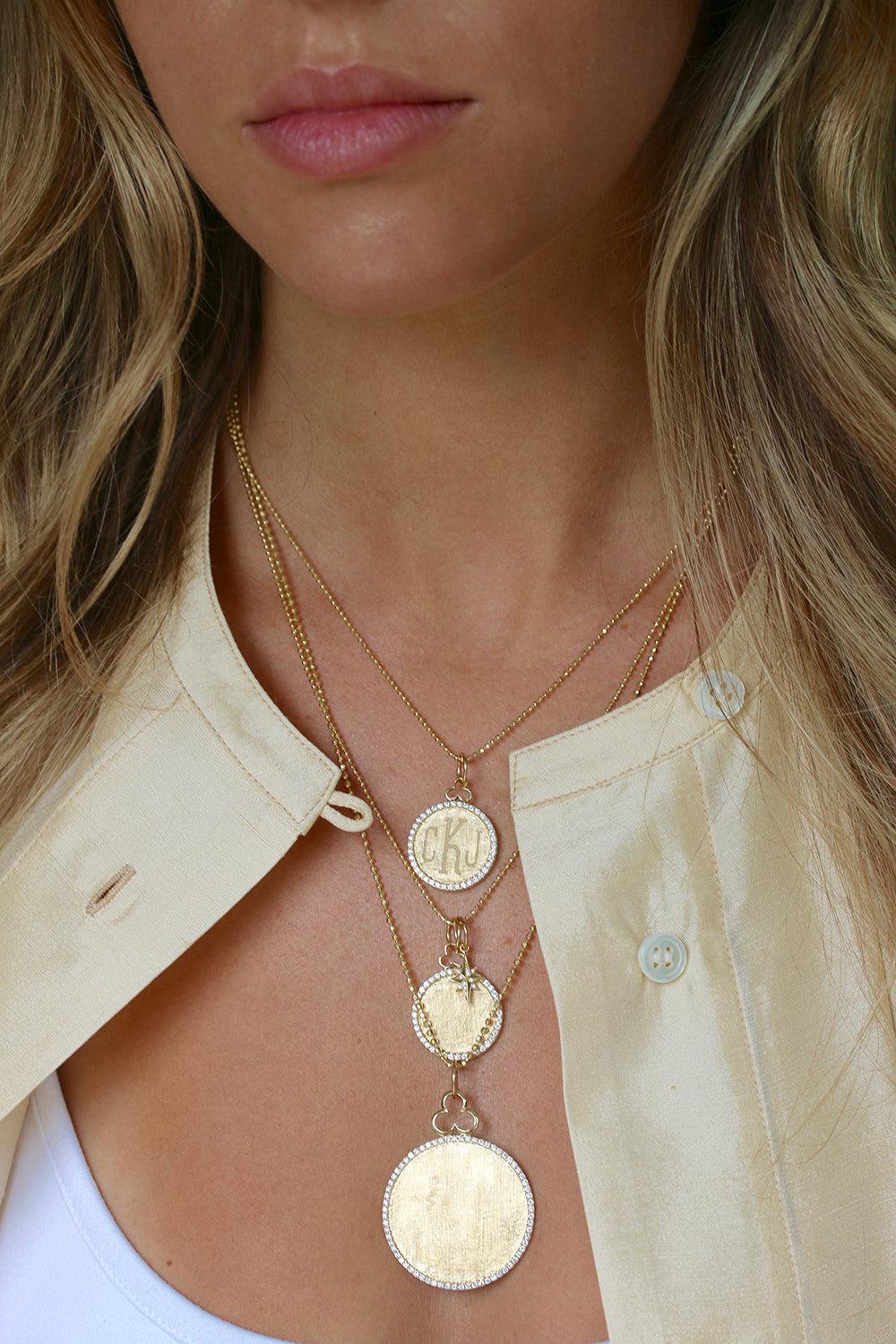 Classic Diamond Disc Charm-YELLOW GOLD-JEWELRYFINE JEWELPENDANT-DEVON WOODHILL