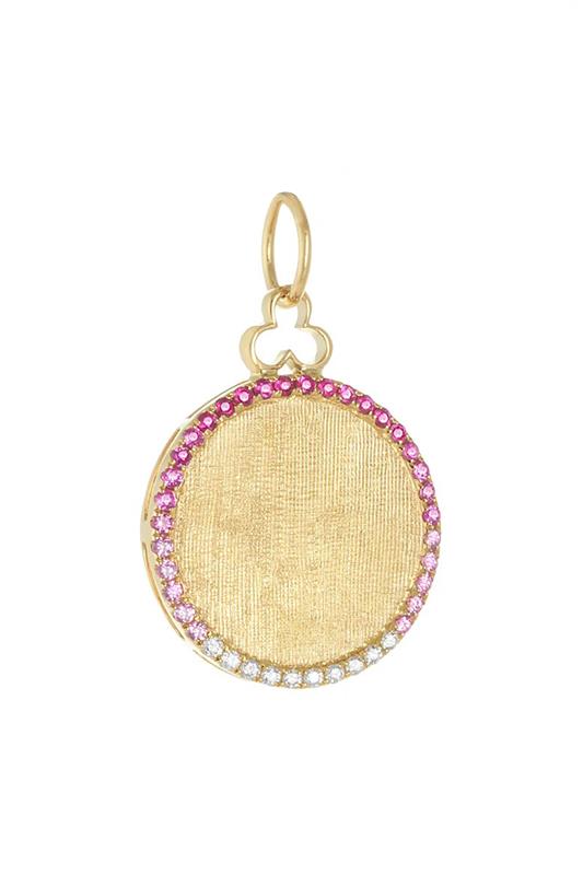 DEVON WOODHILL-Classic Pink Ombre Disc Charm-YELLOW GOLD