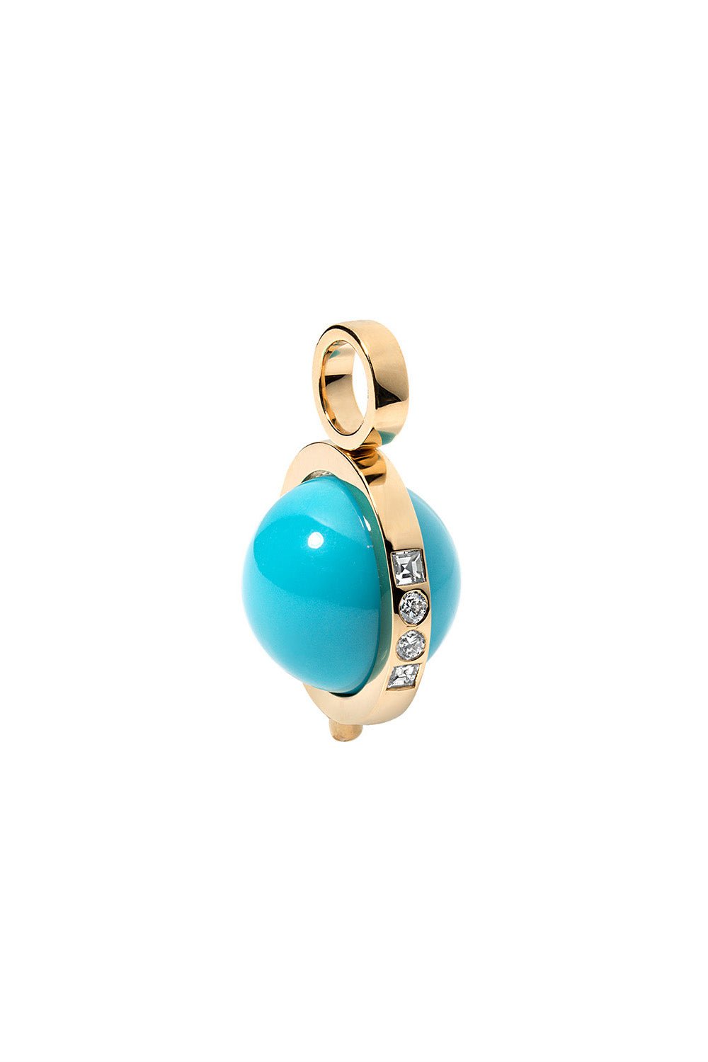 DEVON WOODHILL-Deluxe Cosmic Turquoise Spinner Charm-YELLOW GOLD