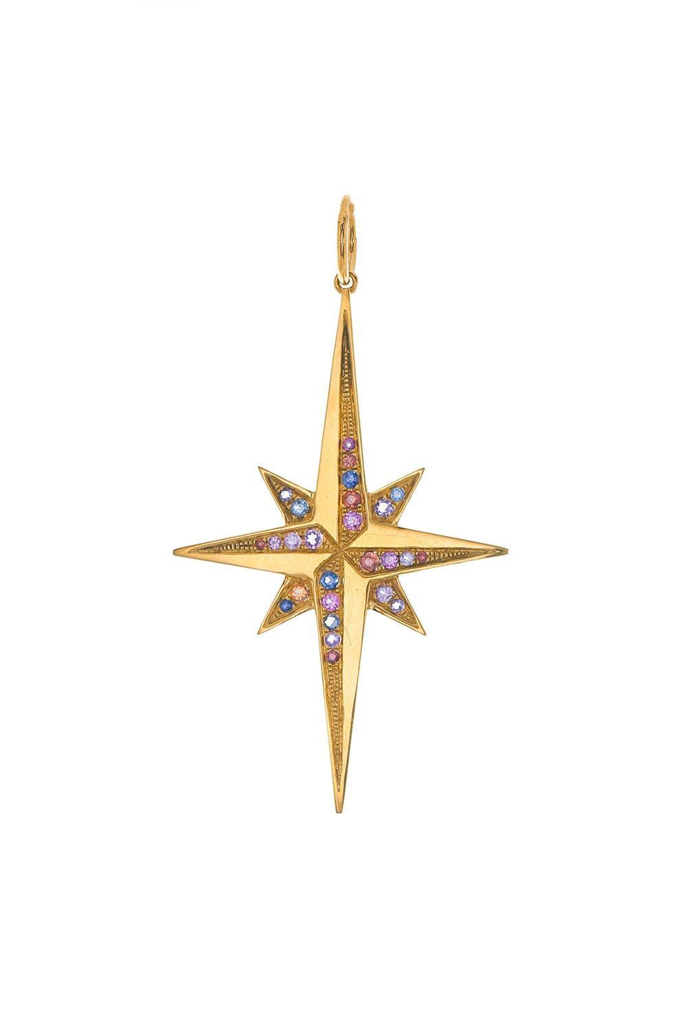 Deluxe Multi Sapphire Stellar Pendant-YELLOW GOLD-JEWELRYFINE JEWELPENDANT-DEVON WOODHILL
