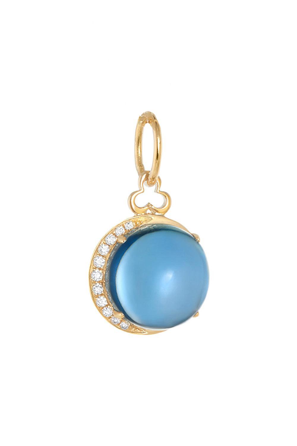 London Blue Topaz Moon Charm-YELLOW GOLD-JEWELRYFINE JEWELPENDANT-DEVON WOODHILL