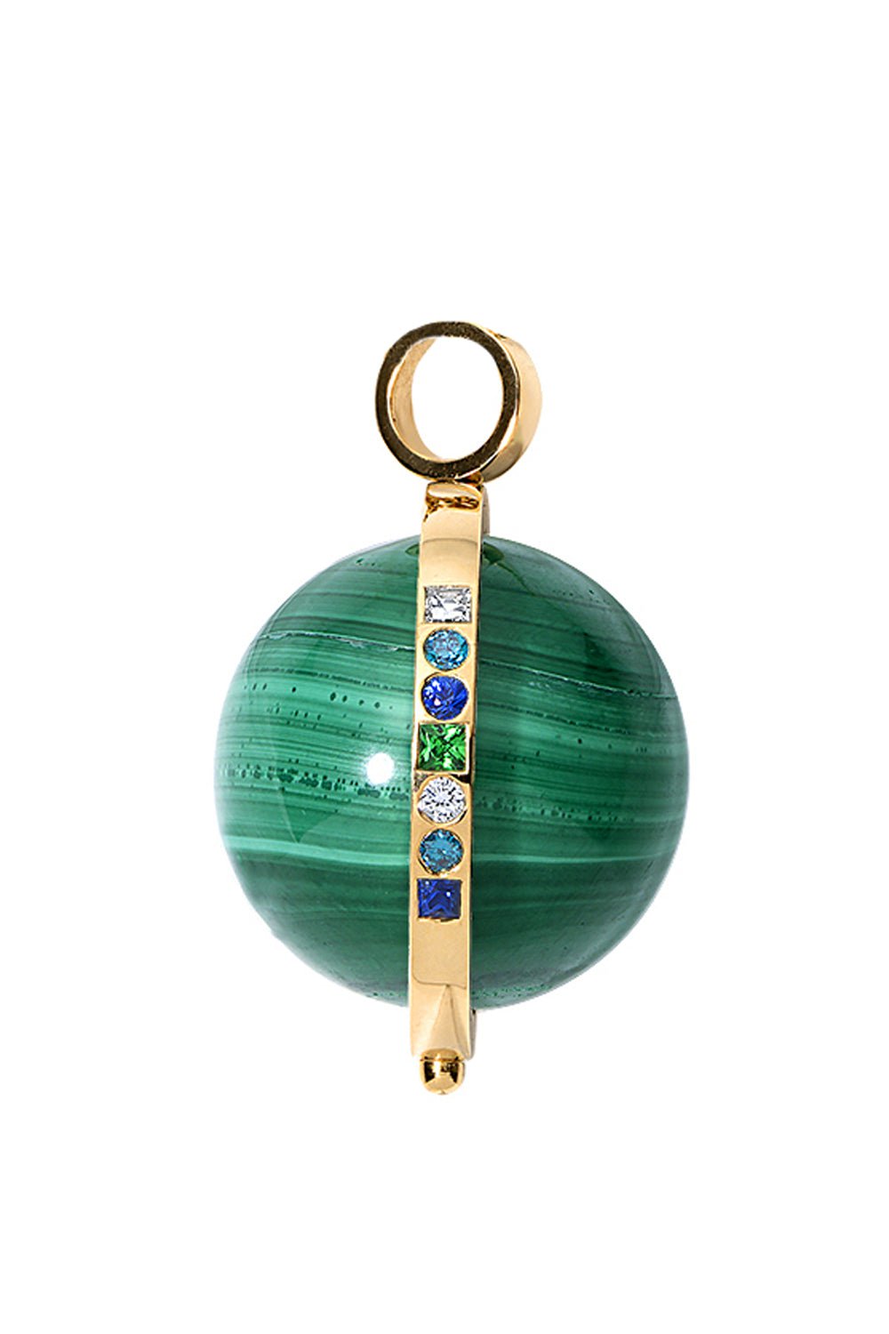 DEVON WOODHILL-Malachite Deluxe Cosmic Spinner Charm-YELLOW GOLD
