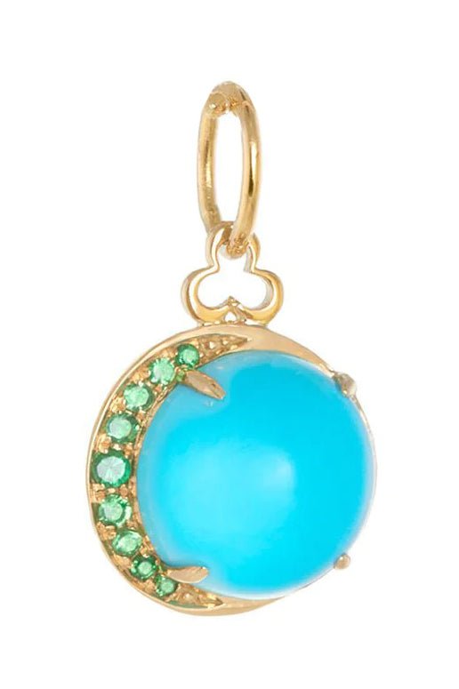 DEVON WOODHILL-Moon Charm - Green Garnet-YELLOW GOLD