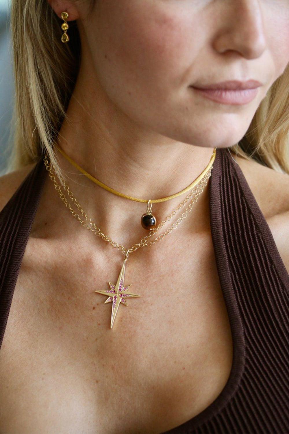 DEVON WOODHILL-Moon Charm - Tigers Eye-YELLOW GOLD
