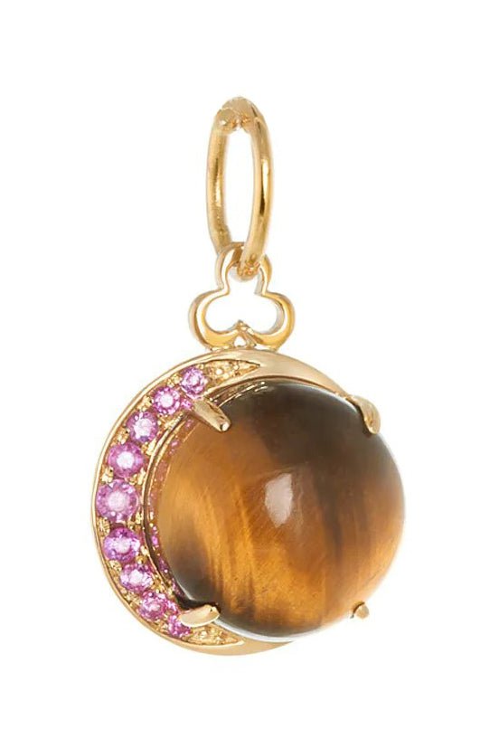 DEVON WOODHILL-Moon Charm - Tigers Eye-YELLOW GOLD