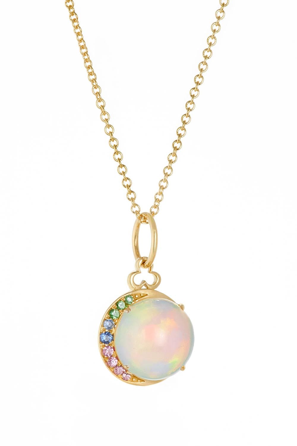DEVON WOODHILL-Moonstone Opal Rainbow Charm-YELLOW GOLD
