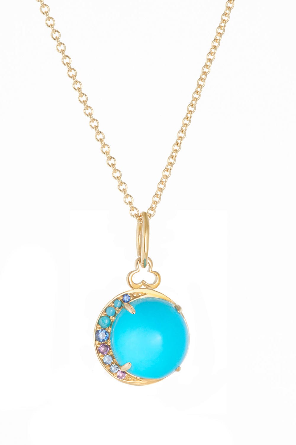 DEVON WOODHILL-Moonstone Turquoise Rainbow Charm-YELLOW GOLD