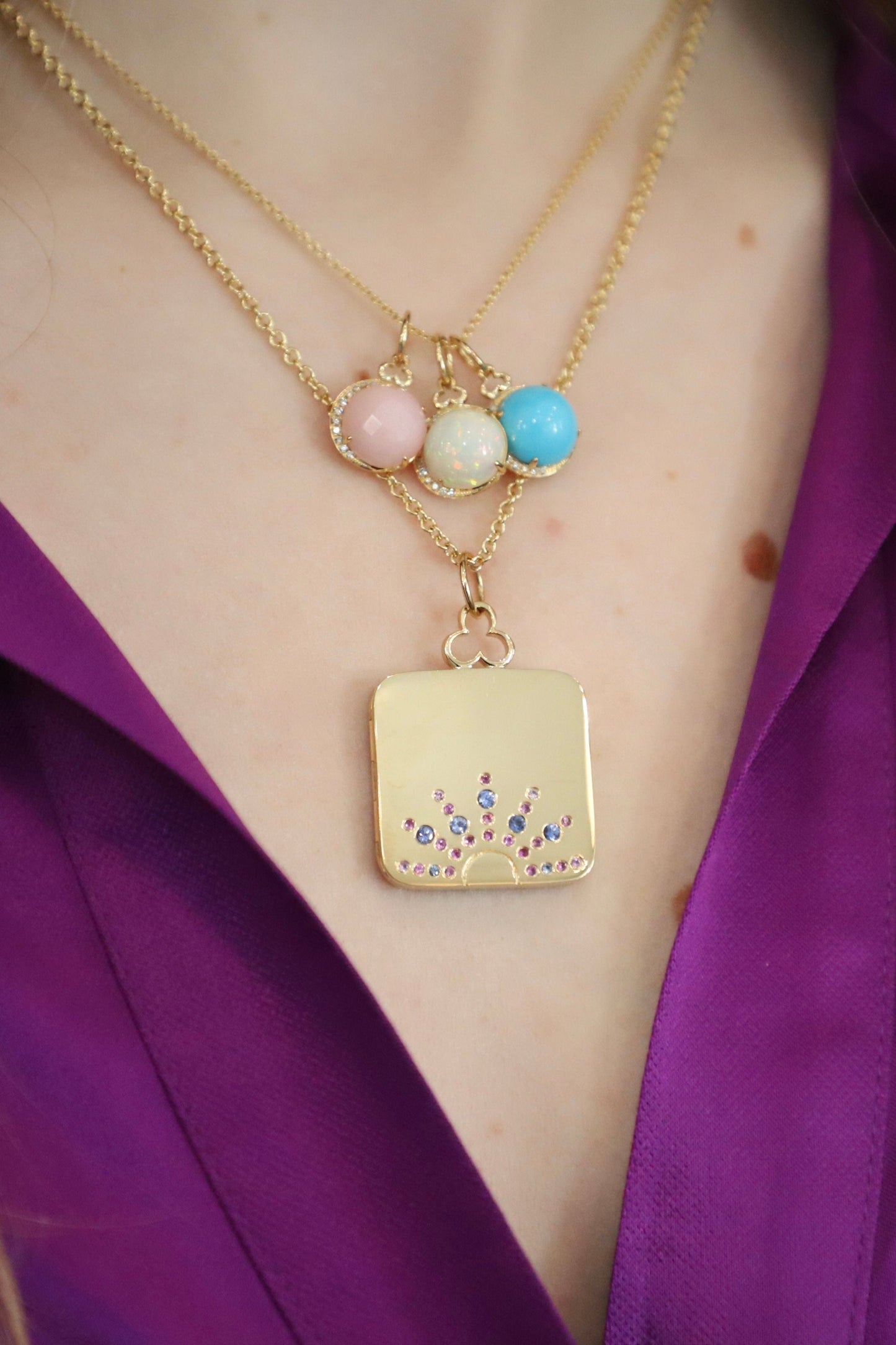 DEVON WOODHILL-Opal and Diamond Moon Charm-YELLOW GOLD