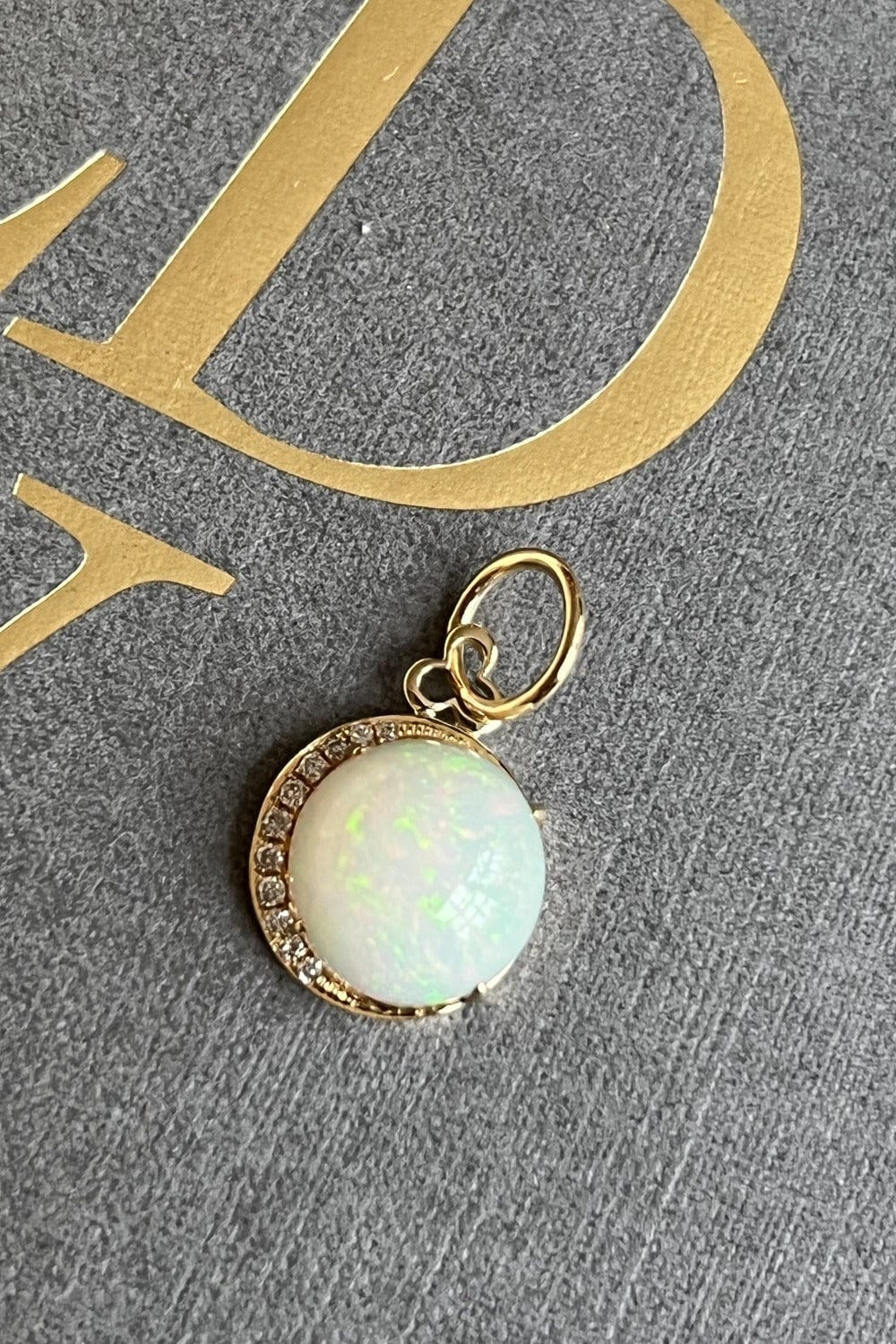 DEVON WOODHILL-Opal and Diamond Moon Charm-YELLOW GOLD